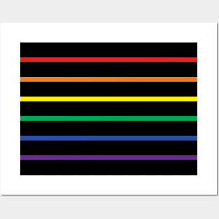 Gay Pride Flag Rainbow Stripes Black Background Posters and Art